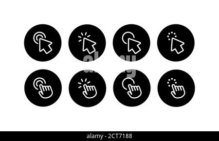 Computer mouse. Click cursor and pointer icon set. Arrow and wait. Vector on isolated white background. EPS 10. Stock Vector