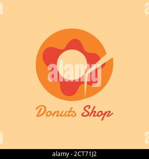 This is a logo design for a donut shop. Where there are slices / pieces on one side of the donut like a shop shape. Stock Vector