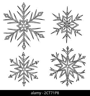 Snowflakes icon set vector illustration. Black and white Stock Vector ...