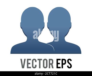 The vector dark blue silhouette heads of two people icon, represent users Stock Vector