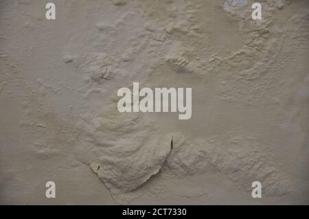 Wall with water seepage, painted white, peeling wall, photo zoom, texture style, scene background, abstract, Brazil, South America Stock Photo