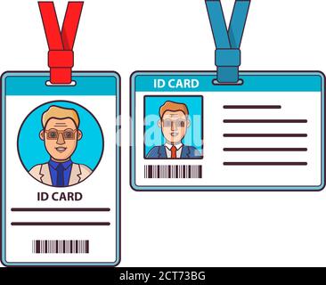Id card photo templates. Cartoon businessman.Identity card. Stock Vector