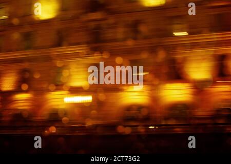 Defocused night city scene, abstract image of illumination Stock Photo