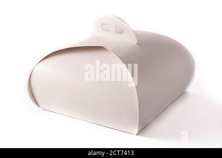 Packaging box with handle mockup for cake isolated on white background Stock Photo
