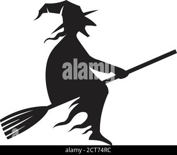 Illustration of a witch riding in her broom Stock Vector Image & Art ...