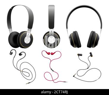 Isolated black earbuds Stock Vector