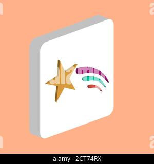 Meteor, shooting star Simple vector icon. Illustration symbol design template for web mobile UI element. Perfect color isometric pictogram on 3d white Stock Vector