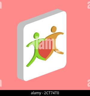 Love Pair together Simple vector icon. Illustration symbol design template for web mobile UI element. Perfect color isometric pictogram on 3d white sq Stock Vector