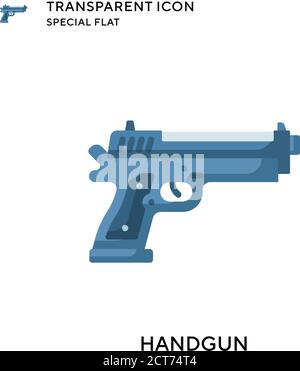 Handgun vector icon. Flat style illustration. EPS 10 vector. Stock Vector