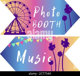 Pastel Coachella Themed Festival Printed, Package Set. Print version. Invitation included. stylish party camp or festival Stock Vector