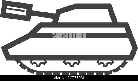 Tank icon in thick outline style. Black and white monochrome vector illustration. Stock Vector