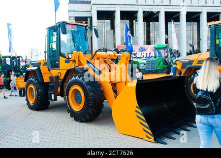 Minsk, Belarus - 07.14.2020. Combines and tractors agricultural machinery exibition Stock Photo