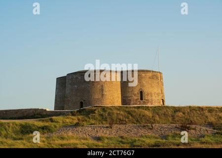 Aldeburgh, Suffolk. UK. 2020. Exterior of the Martello Tower in the evening. Stock Photo