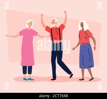 senior people doing different activities and hobbies Stock Vector