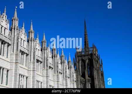 Marischal college Aberdeen Scotland against a clear blue sky Stock Photo