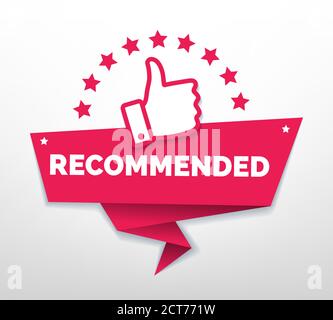 Recommended with thumb up Stock Vector