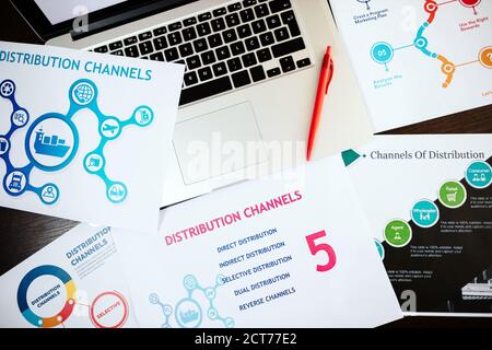 marketing distribution channels plan on office desk Stock Photo