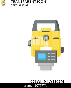 Total station vector icon. Flat style illustration. EPS 10 vector. Stock Vector