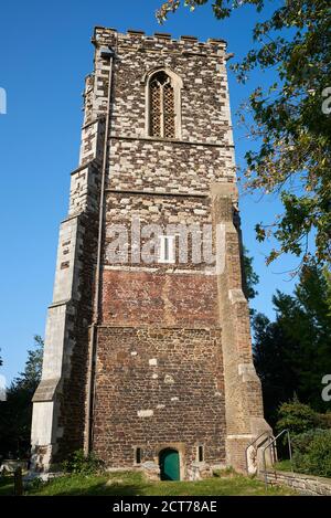 The 15th century tower of St Mary's church, Hornsey, London UK, one of the oldest structures in the London Borough of Haringey Stock Photo