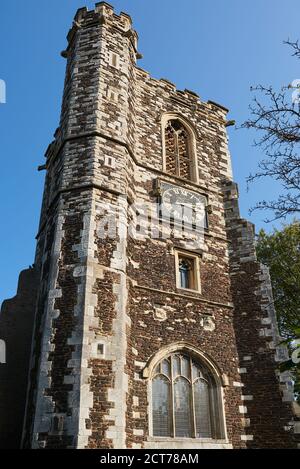 St Mary's church tower at Hornsey, north London UK, a remnant of the  medieval village, and one of the London Borough of Haringey's oldest buildings Stock Photo