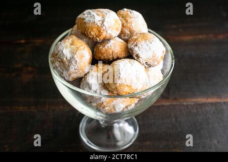 Ghreyba (Coconut Moroccan Cookies): Tea cookies made with semolina flour and flavored with coconut and orange Stock Photo