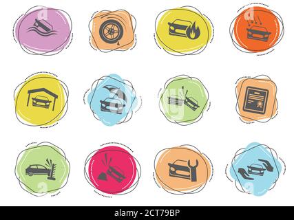 Car Insurance Icons Stock Vector