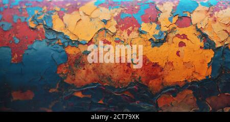 Blue painted metal with a rust texture Stock Photo