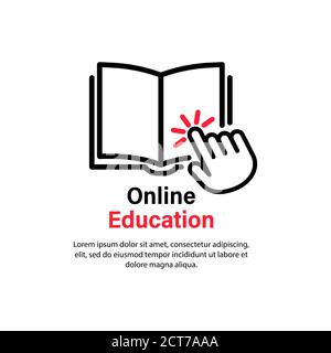 Online education icon. Distance studying. Video guide tutorial, course, seminar, conference, stream, webinar. E learning concept. Vector on isolated w Stock Vector