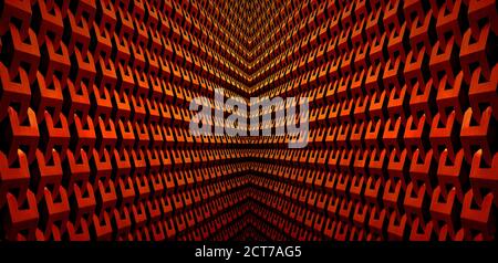 Abstract Perspective of a Symmetry 3D Architectural lines in Copper Red Color Stock Photo