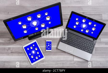 Brainstorming concept shown on different information technology devices Stock Photo