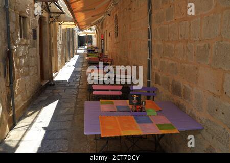 Corona virus related empty streets in the old town of Dubrovnik Stock Photo