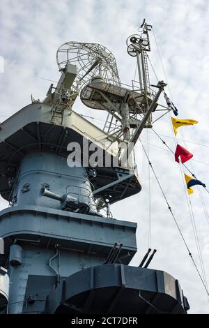 Wilmington, NC USA - February 11 2020 Сaptain's bridge of battleship USS North Carolina, currently moored along the Cape Fear River in Wilmington, NC. Stock Photo