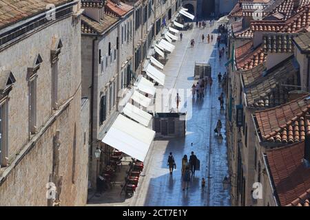 Corona virus related empty streets in the old town of Dubrovnik Stock Photo