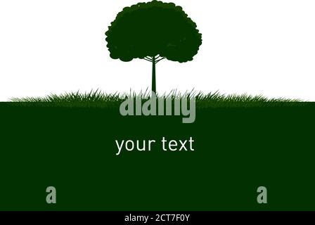 Shape of Tree. Vector outline Illustration with empty space for text. Plant in Garden. Stock Vector