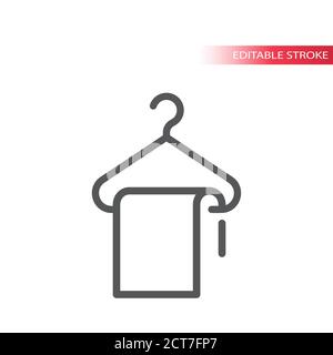Hanger and a cloth line vector icon. Dry cleaning or bathroom outline sign, editable stroke. Stock Vector
