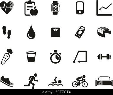 Activity Tracker Icons Black & White Set Big Stock Vector