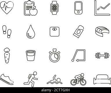 Activity Tracker Icons Thin Line Set Big Stock Vector