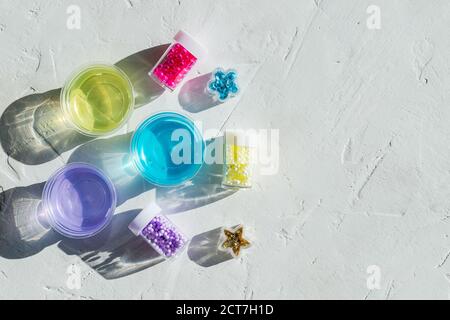 Diy Slime Ingredients Decorations Slime Jars Stock Photo