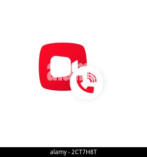 Video call red button. Online video chat icon. Conference, online meeting. Vector on isolated white background. EPS 10. Stock Vector