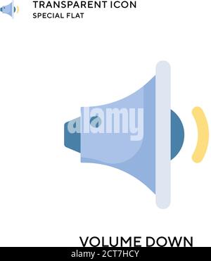 Volume down vector icon. Flat style illustration. EPS 10 vector. Stock Vector