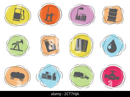Oil and petrol industry objects icons Stock Vector