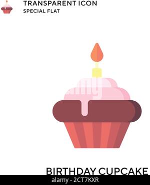 Birthday cupcake vector icon. Flat style illustration. EPS 10 vector. Stock Vector