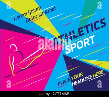 Summer sports icon set  isolated silhouettes of athletes Different kinds of gymnastics, Vector layout design template for sport event. Sport flyer des Stock Vector
