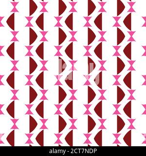 Vector seamless pattern texture background with geometric shapes, colored in red, french rose and white colors. Stock Vector