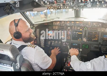 Sunny day in the airport and light in flight deck Stock Photo