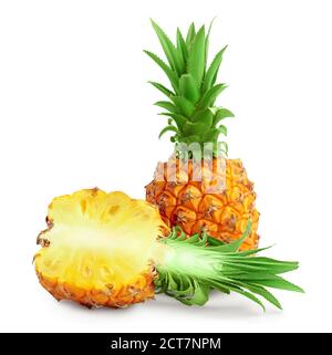 pineapple and half isolated on white background with clipping path and full depth of field Stock Photo