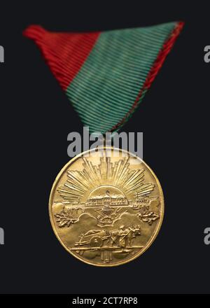 Ankara/Turkey - August 22 2020 Selective focus of Medal of Independence (Turkish: Istiklal Madalyasi) was a special military decoration. Medal with gr Stock Photo