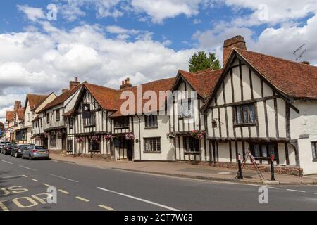 The Swan at Lavenham Hotel and Spa, a half timbered building in Lavenham, Suffolk, UK. Stock Photo