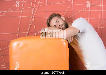 Man falling asleep during his breakfast after overtime work. Stock Photo