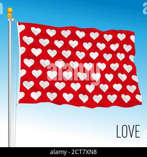 Symbolic love flag, fantasy image with heart symbol, vector illustration Stock Vector